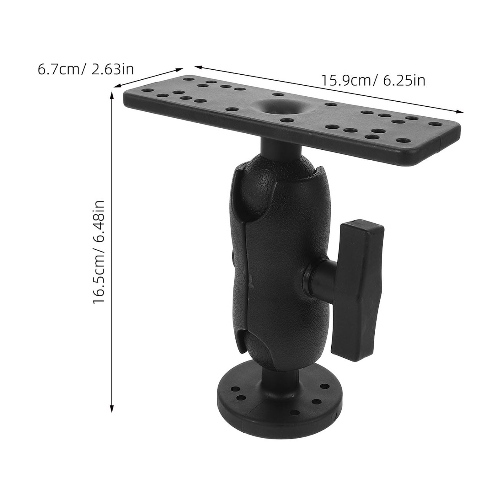 LOLIPPYY Black Adjustable Fish Finder Mount with 360° Swivel Rotating Universal Holder for Kayaks, Boats, and Fishing Gear