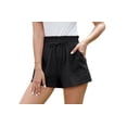 thumbnail image 3 of Asklazy Women’s Linen Shorts with Elastic Waist and Drawstring, Casual Summer Beach Shorts with Pockets,Mother's Day ,Black，(S-2XL), 3 of 9