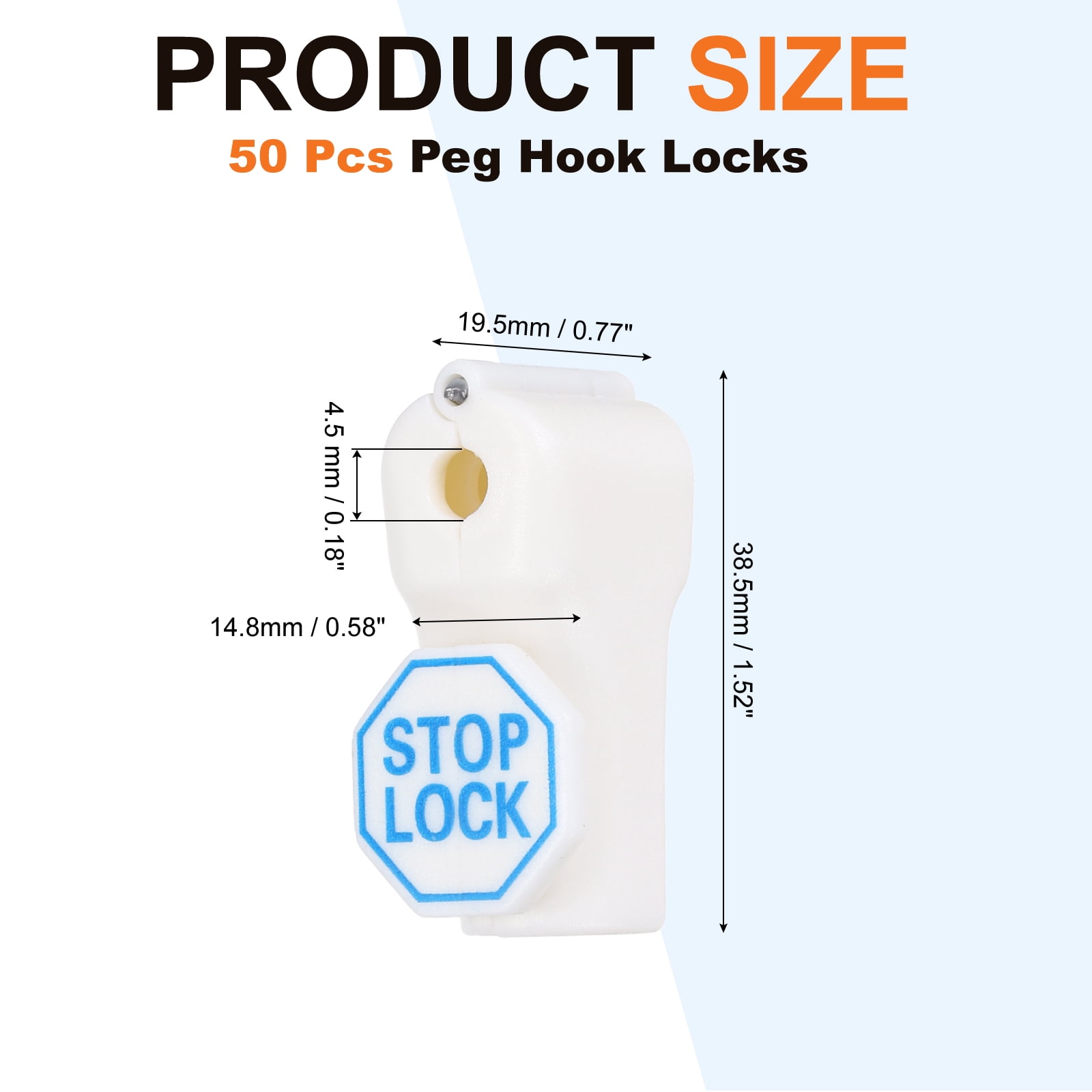 Uxcell 50Pcs Peg Hook Locks (4.5mm) PC Magnet Anti-Theft Pegboard Display Hook Locks Security Red Stop Tools, Fits Retail Shop/Shopping Center/Garage Tools, White