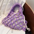 thumbnail image 1 of Bolsa a cuestas Nuevo bolso de paja de hilo de algodón Lindo para mujeres / niñas Mini bolso con asa superior (púrpura), 1 of 3