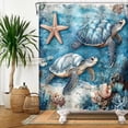 thumbnail image 3 of MIZHONA Summer Sea Turtle Shower Curtain Ocean Nautical Waterproof Fabric Bathroom Curtain 47x64 in, 3 of 4