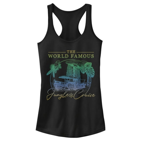 Junior's Jungle Cruise The World Famous La Quila Ombre Racerback Tank Top Black X Small