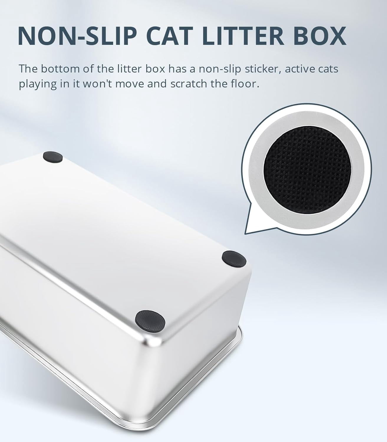 Stainless Steel Cat Litter Box  6in Pan For Cats And Rabbits Metal High Sides Nonstick Odor Control Anti-corrosion