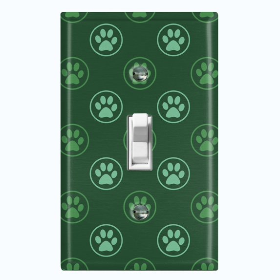 Metal Light Switch Plate Cover Puppy Dog Paw Print Logo Green DOG042