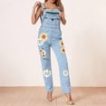 thumbnail image 6 of Enjoytime Womens Overalls Printed Adjustable Straps Denim Jumpsuits Casual Loose Plus Size Rompers, 6 of 7