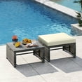 thumbnail image 4 of Costway Patio Ottomans Set of 2 PE Rattan Footstools with Removable Cushions & Metal Frame White, 4 of 9