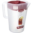 thumbnail image 3 of Goodcook 1 gallon plastic straining pitcher square lid with 3 strainers and close no spill, Dishwasher Safe, Clear and Red, 3 of 7