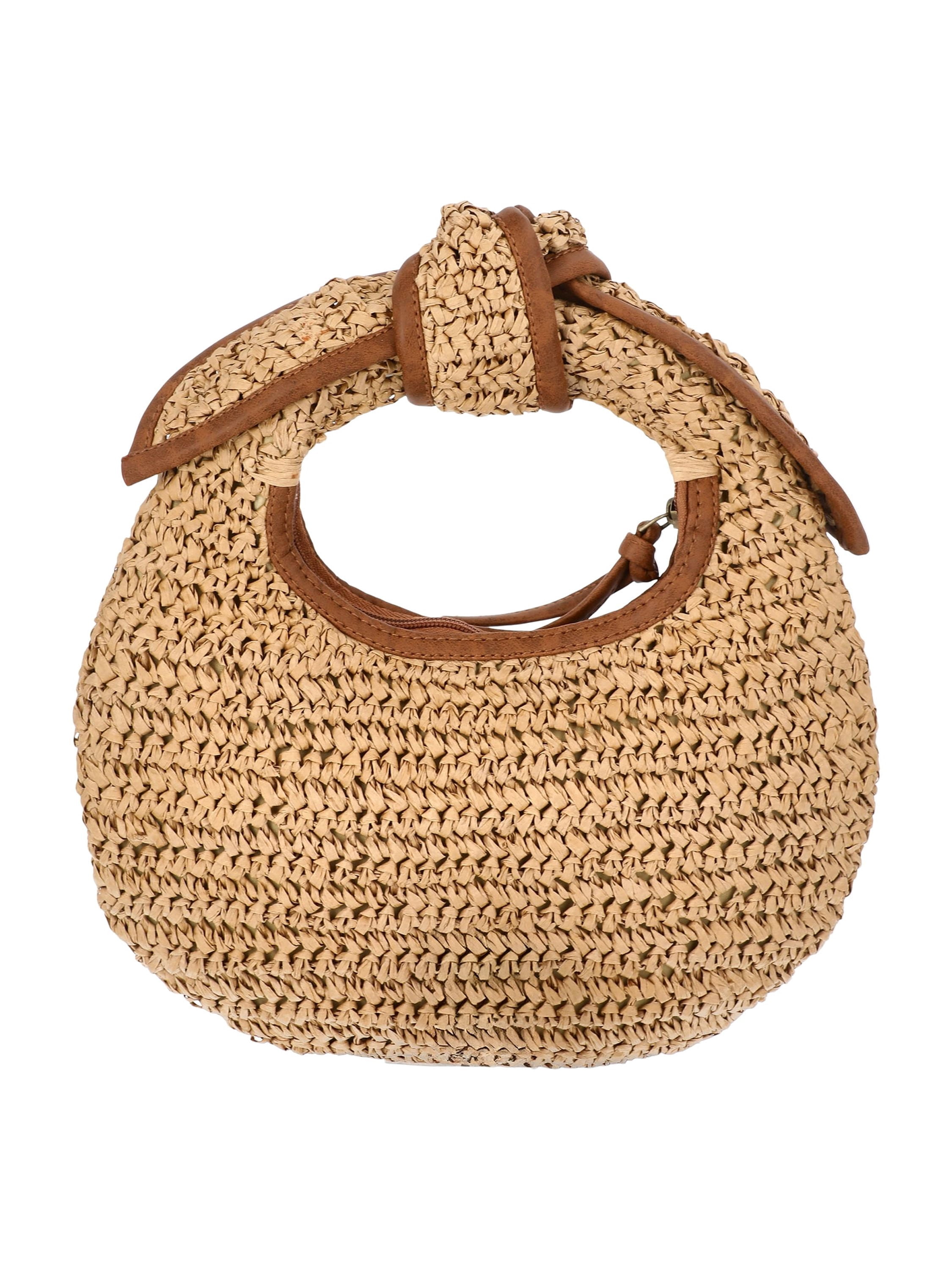 Time and Tru Women's Top Knot Mini Crescent Bag, Natural