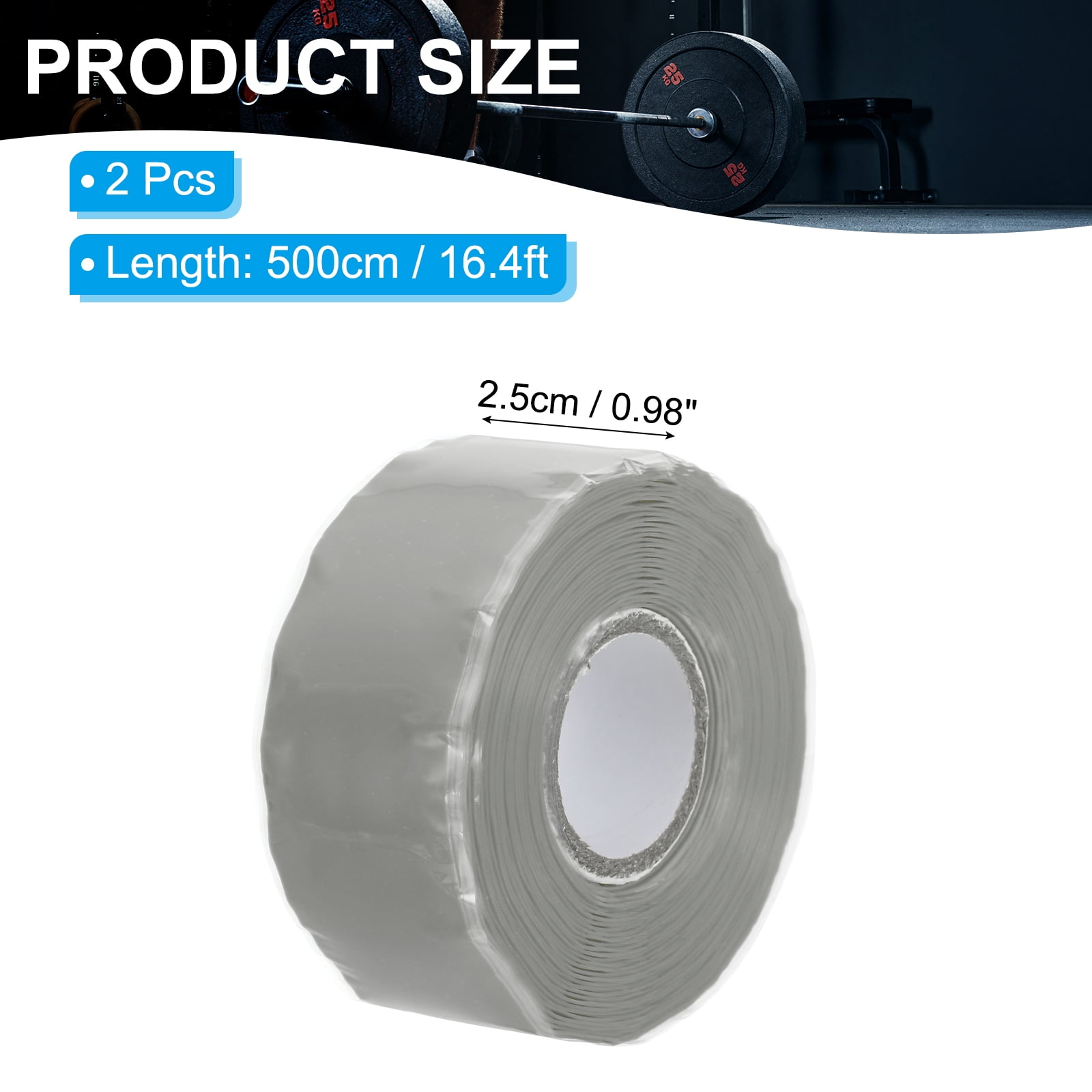 Uxcell Grip Tape, Self-Fusing Silicone Tape 17ft, Sealing Repair Wrap Tape, Grey 2 Pcs