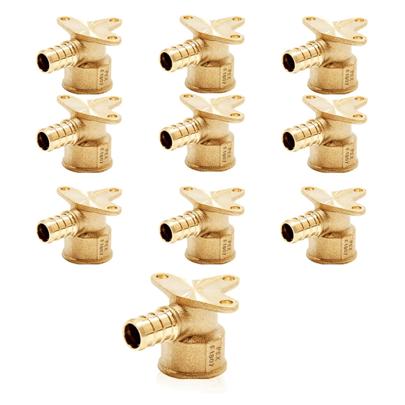 10Pcs PEX Fittings,Pex 1/2in X 1/2in Female Threaded NPT Drop Ear Elbow Adapter,Brass Crimp for PEX Tubing Pipe Plumbing,10 * PEX Fittings,Copper