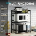 thumbnail image 2 of Microwave Oven Rack, Expandable Microwave Stand Countertop Kitchen Utensils Tableware Storage, Carbon Steel Over Microwave Shelf Countertop 3 Tier with 3 Hooks, 2 of 7
