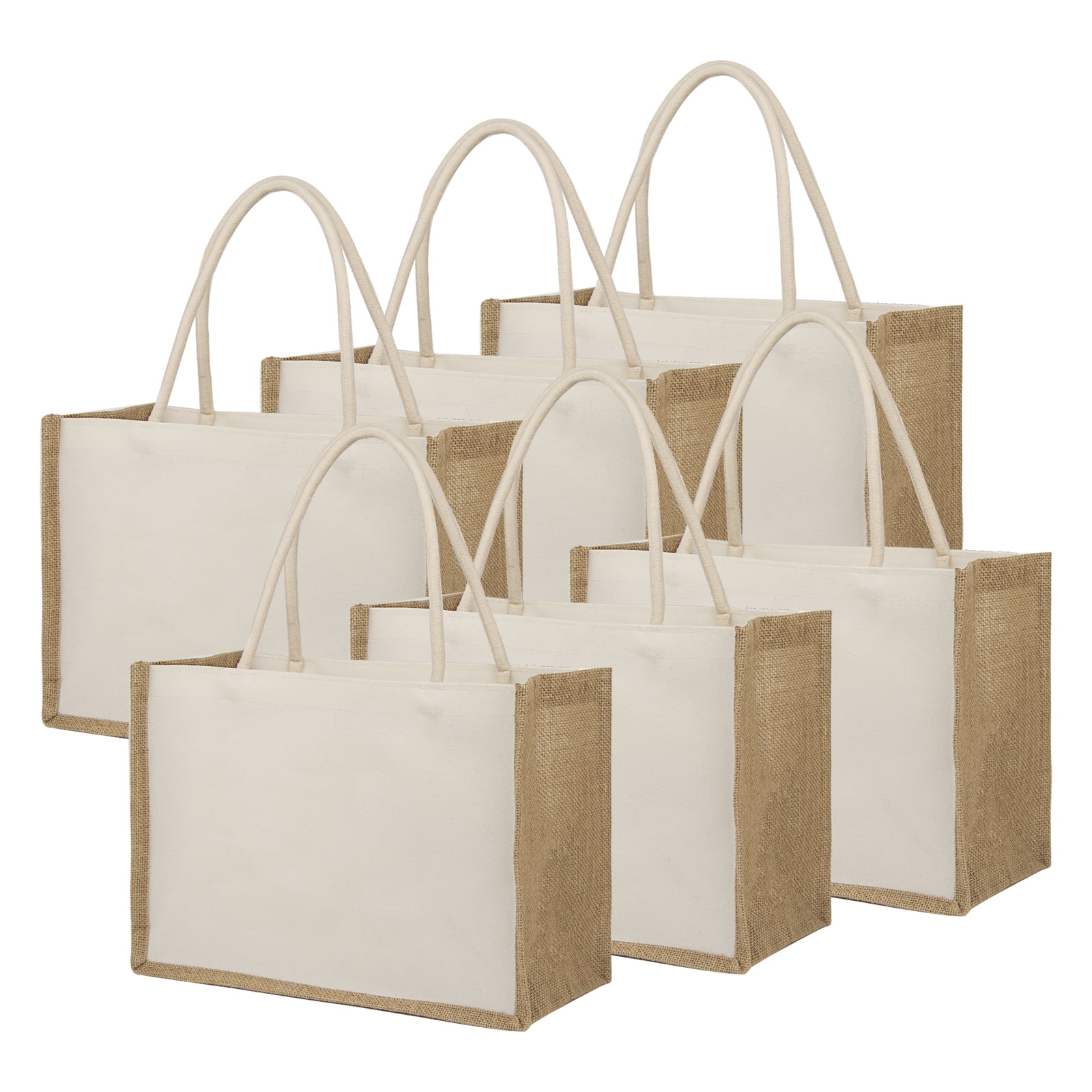 6 Packs Large Canvas Tote Bags, Segarty 20x15 inch Reusable Grocery Bags, Heavy