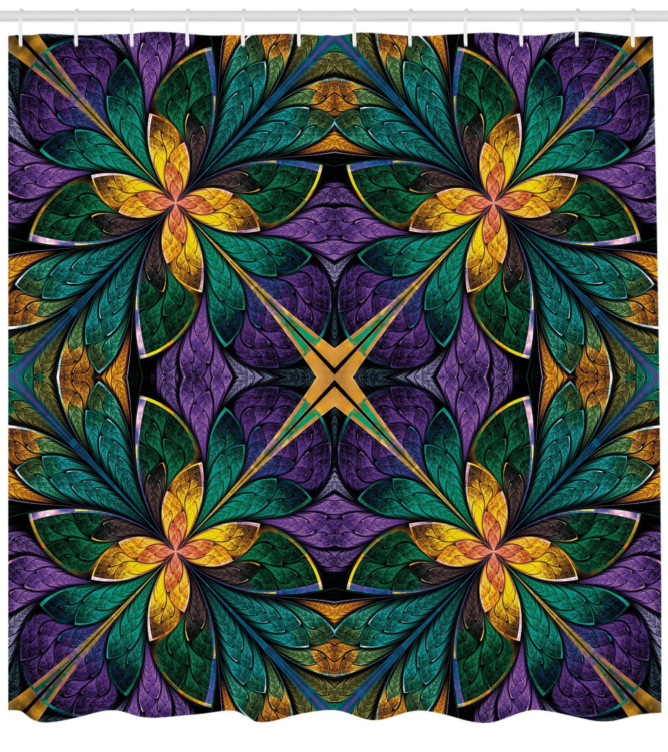 Fractal Shower Curtain, Antique Ornate Symmetric Stained ...