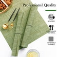 thumbnail image 6 of Evlmd Placemats, Vinyl Woven Place Mats for Kitchen Table Indoor/Outdoor, Washable Wipeable Dining Green Placemats Set of 4, 12x18 Inch, 6 of 7
