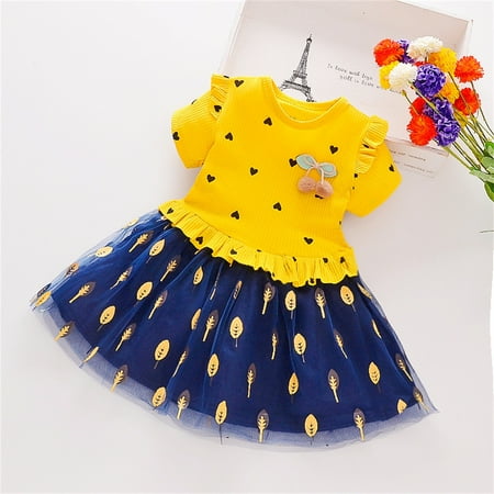 

Hunpta Toddler Kids Girls Floral Short Sleeves Tulle Ball Gown Dress Princess Clothes