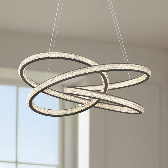 Possini Euro Design London Sand Gray Ceiling Pendant Light 21" Wide Modern Sprial Dimmable LED Strip Steel Dining Room House Foyer