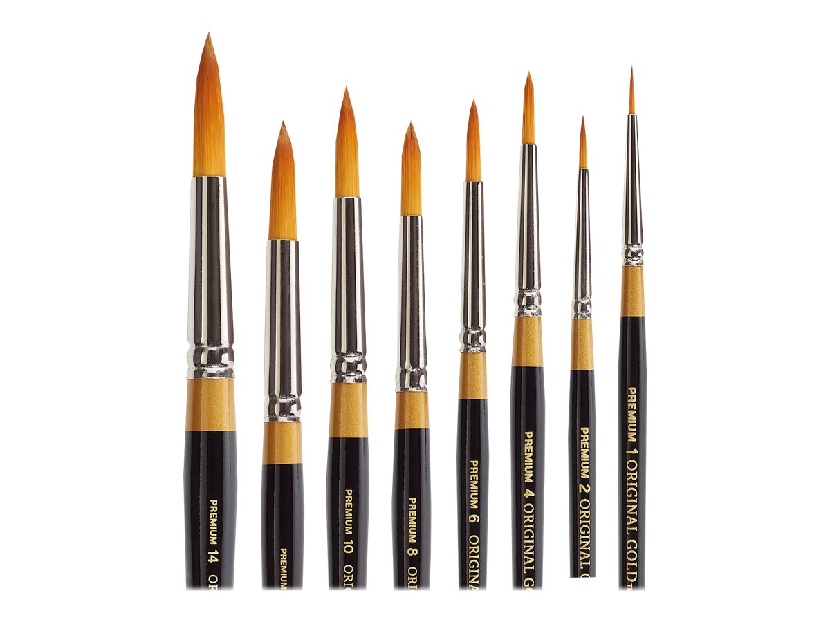 Kingart, Original Gold 9000 Round Series, Premium Golden Taklon Artist Brush, Set of 8, for All Ages