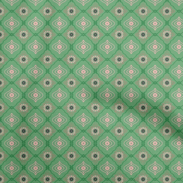 oneOone Polyester Spandex Green Fabric Asian Traditional Block Sewing Craft Projects Fabric Prints By Yard 56 Inch Wide