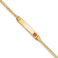 thumbnail image 1 of 14K Yellow Gold Medical Red Enamel Curb Link Id Bracelet (7 X 5.5) Made In United States xm551fr-7, 1 of 5