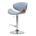 thumbnail image 4 of WyndenHall  Avondale Mid Century Modern Bentwood Adjustable Swivel Bar Stool - 20.9 W x 20.5 D x 45.3 H Denim Blue Chrome Finish,Wood Finish, 4 of 5
