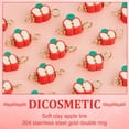 thumbnail image 4 of 100 piezas de dijes de rebanadas de manzana, dijes de conector de fruta, dijes de cuentas de arcilla con forma de manzana roja y doble bucle dorado, lindos colgantes de manzanas., 4 of 7