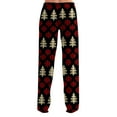 thumbnail image 3 of Adult Fashionable Loose Christmas Printed Casual Pants, Loungewear Sleep Pants with Drawstring Elastic Waist for Home and Comfortable Wear,Black,M, 3 of 5