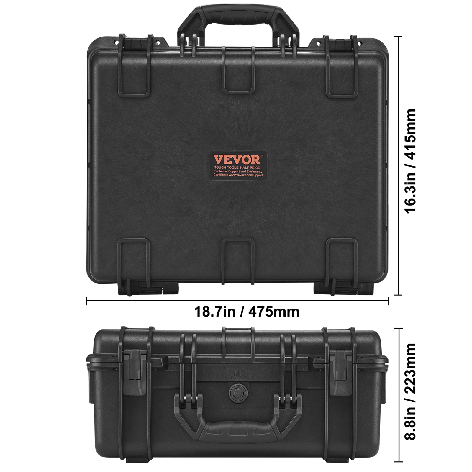 VEVOR Hard Pistol Cases with Pre-cut Lining, Waterproof & Dustproof Hard Gun Case for 5 Pistol, 18.9×16.3×8.5 in Lockable Pistol Case, Black