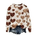 thumbnail image 2 of VALMASS Valentine's Day Plus Size Heart Print Sweatshirts Casual Long Sleeve Tops Loose Cozy Oversized Crewneck Sweatshirts (XL, Khaki), 2 of 5