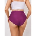 thumbnail image 6 of Women No Show High Waisted Panties Tagless Wave Edge Full Coverage Ladies Briefs  Red M, 6 of 8