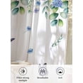 thumbnail image 6 of Sheer Curtains 54 Inch Length, Purple Hydrangea Semi Sheer Curtains Light Filtering Window Treatment, Spring Eucalyptus Butterfly Pastoral Privacy Voile Drapes for Living Room Bedroom 52x54 Inch, 6 of 7