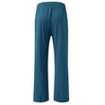 thumbnail image 3 of Women's cotton and linen leggings, high-waisted, casual, loose-fitting, straight-leg with pockets., 3 of 9