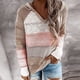 thumbnail image 4 of Pntutb moda mujer Casual Patchwork cuello pico manga larga con capucha suéter blusa tops Pntutb Pntutb-3317, 4 of 6