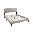 thumbnail image 4 of Reo Queen Size Bed, Light Brown Burlap Upholstered Curved Headboard, 4 of 7