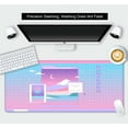thumbnail image 2 of Kawaii Pink Retro Vaporwave Japanese Mount Fuji Moon Night Desk Mat, Cute Anime Grid Large Gaming Mouse Pad XL, Gift for Gamer Girls, Full Desk Mousepad Keyboard Mat - 35.4 x 15.7 Inch, 2 of 6