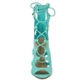 thumbnail image 4 of Breckelles BK04 Women Suede Peep Toe Cut Out Lace Up Stiletto Sandal Heel, 4 of 6