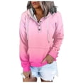 thumbnail image 2 of WEAIXIMIUNG Chandails en Molleton Courts pour Femmes Chandail à Capuchon Automne et Hiver Style de Rue Changeant Progressivement de Couleur Col à Boutons Poche Cordon de Serrage Chandail à Capuchon de Sport Décontracté (2), 2 of 5