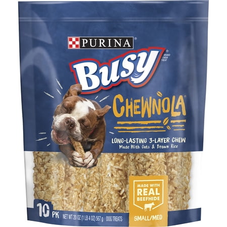 Purina Busy Rawhide Small/Medium Breed Dog Bones, Chewnola With Oats & Brown Rice, 20 oz. Pouch