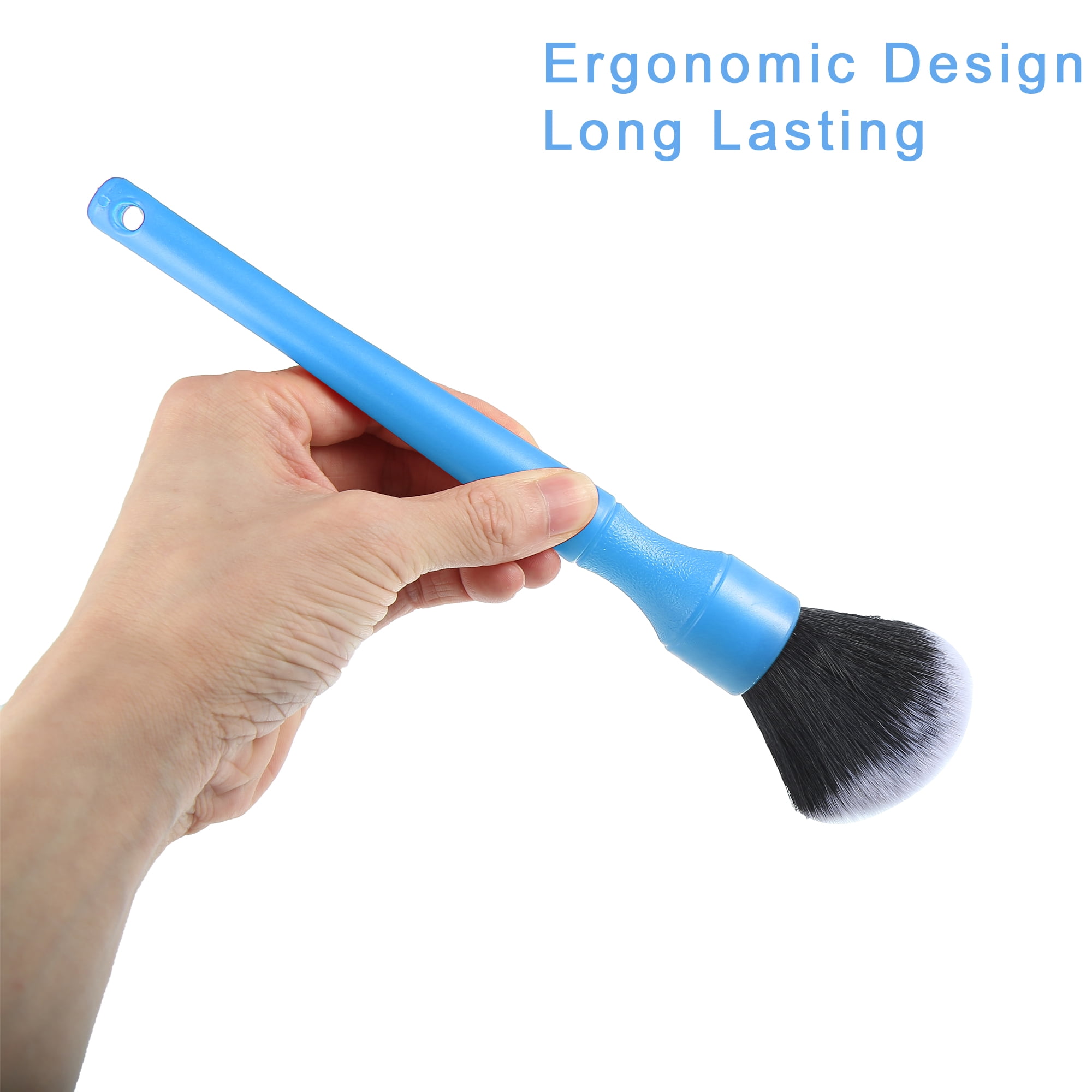 Unique Bargains 2pcs Car Detailing Brush Set Ultra Soft Synthetic PBT Brush Blue