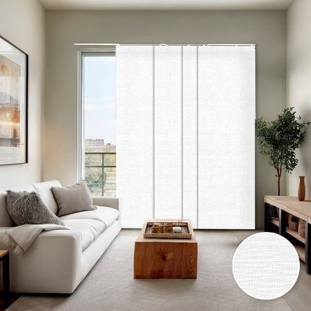 Chicology Adjustable Sliding Panel Blinds. Chalk White, 46"-86"W X 0"-96"H