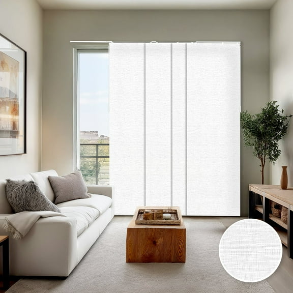 Chicology Adjustable Sliding Panel Blinds. Chalk White, 46"-86"W X 0"-96"H