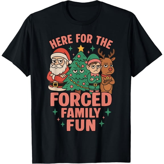 NODB Here For The Forced Family Fun Jolly Man Noel Tree Noel T-Shirt BLACK Unisex S-5XL Hot Trending Shirt, Vintage Birthday Gift