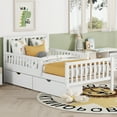 thumbnail image 2 of Twin Size Wood Platform Bed with Guardrails on Both Sides and Two Storage Drawers, 2 of 9