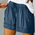 thumbnail image 2 of TRUBKH shorts for women athletic shorts for women linen shorts womens shorts casual bermuda shorts for women Summer Large Size Elastic Decorative Buttons Pocket Casual Shorts Dark Blue M, 2 of 6