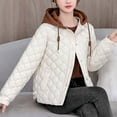 thumbnail image 6 of TFEOQRY Women's Short Padded Coats Jacket Loose and Thick Hooded Pocket Cotton Clothing Long Sleeved Parkas White, 6 of 6