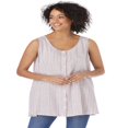thumbnail image 1 of CHOK Women‘s Plus Size Button-Front Linen Tank - 22/24  Natural Khaki Stripe, 1 of 5