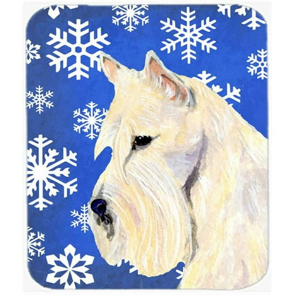 Scottish Terrier Winter Snowflakes Holiday Mouse Pad, Hot Pad or Trivet
