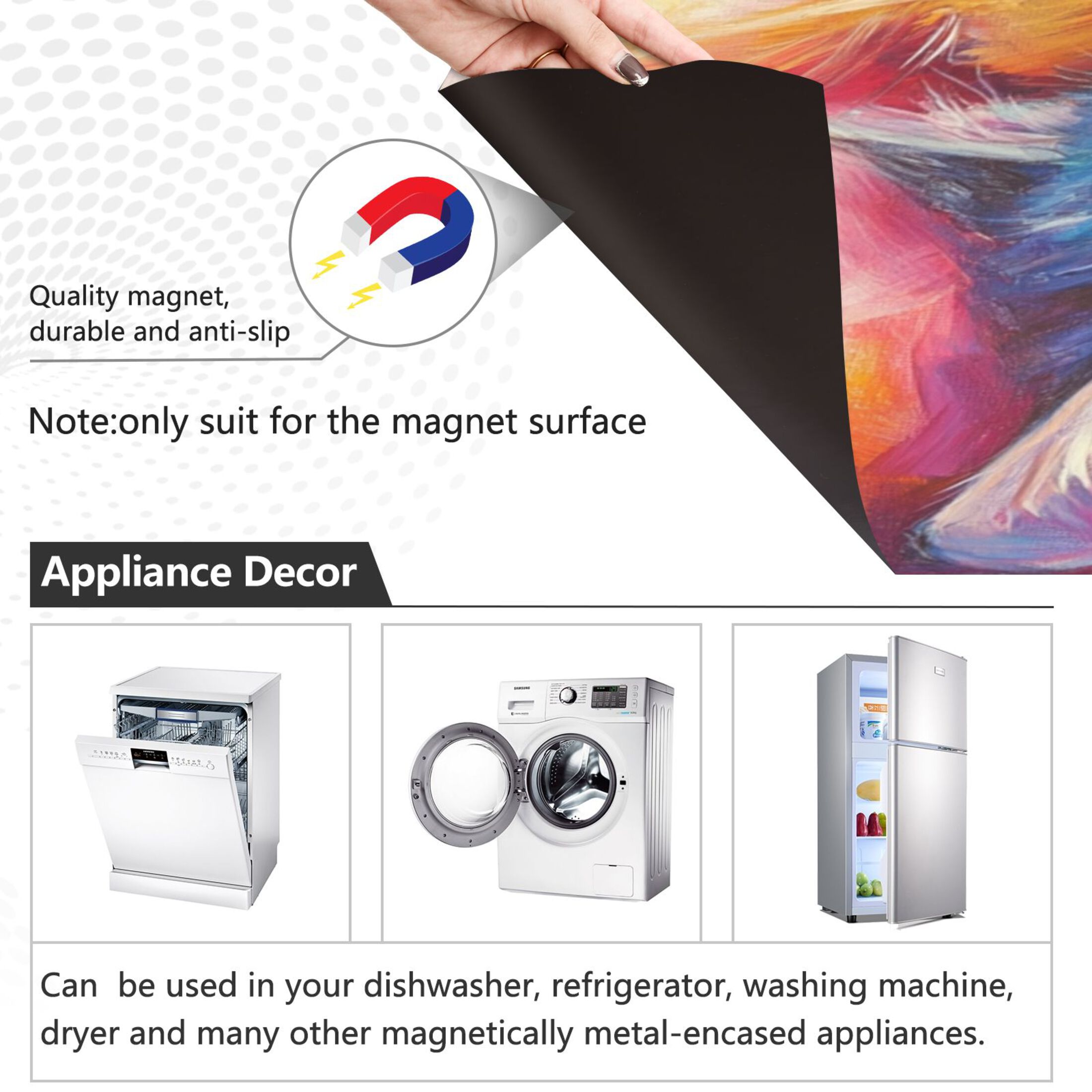Dishwasher Magnetic Sticker 23x26 Inch Refrigerator Magnetic Sticker Washing Machine Magnetic Sticker Kitchen Panel Magnetic Sticker Home Decor Three Cute Colored Cats