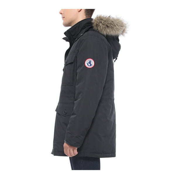 Rokka&Rolla Men's Parka Warm Winter Coat with Faux Fur Hood Jacket -