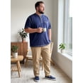 thumbnail image 5 of DARING DIVA Men's Big Tall Contrast Trim Button Down Short Sleeve Shirts XL Dark Blue, 5 of 7