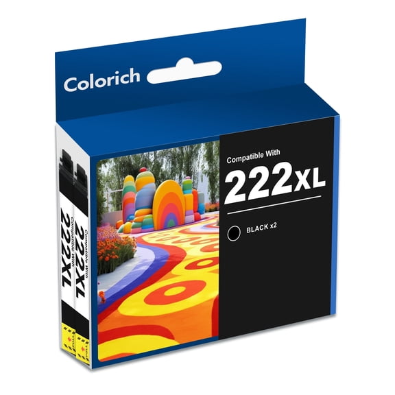 222XL Ink Cartridges 2 Pack Black Compatible for Epson 222 Ink 222 XL Printer Ink for Epson Expression Home XP-5200 WorkForce Pro WF-2960 All-in-One